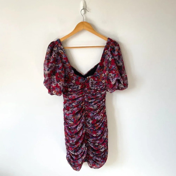 Zara Ruched Floral Mini Dress Blogger Fav Floral Sz XS - Picture 6 of 9